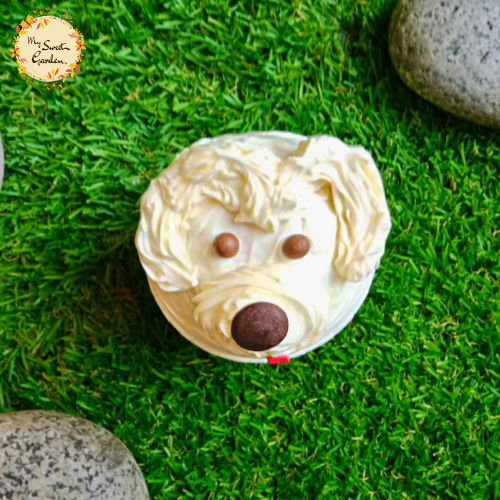 White Doggy Artistic Cupcake