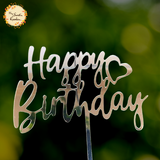 Cursive Happy Birthday with Heart Acrylic Insert