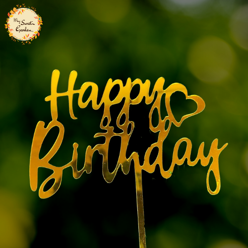 Cursive Happy Birthday with Heart Acrylic Insert