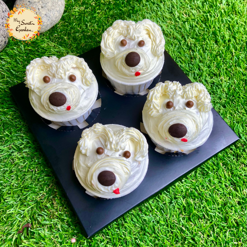 White Doggy Artistic Cupcake