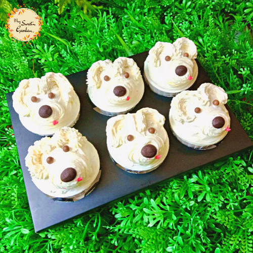 White Doggy Artistic Cupcake