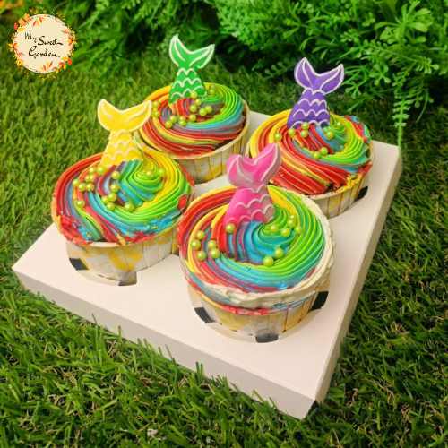 Mermaid Tail Swirl Artistic Cupcake A
