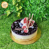Blueberry Lemon Cheese Mousse Cake with Fresh Berries