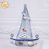Decorative Mediterranean Boat Ceramic Figurine Ornament