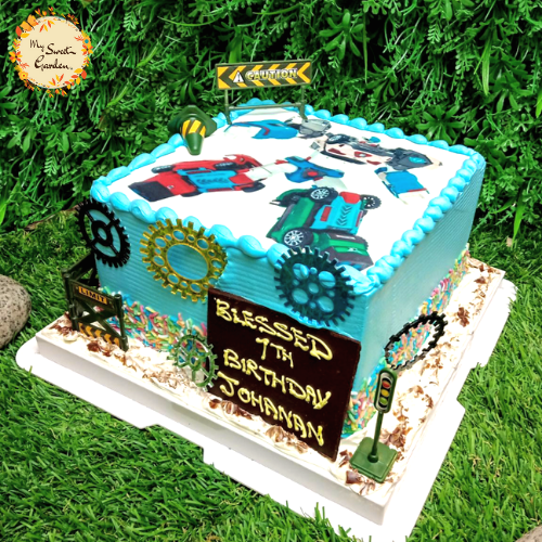 Square Combed Rainbow Sprinkled Digital Print Cake