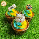 Furry White Dog Artistic Cupcake