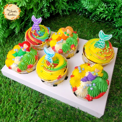 Assorted Mermaid Themed Artistic Cupcake