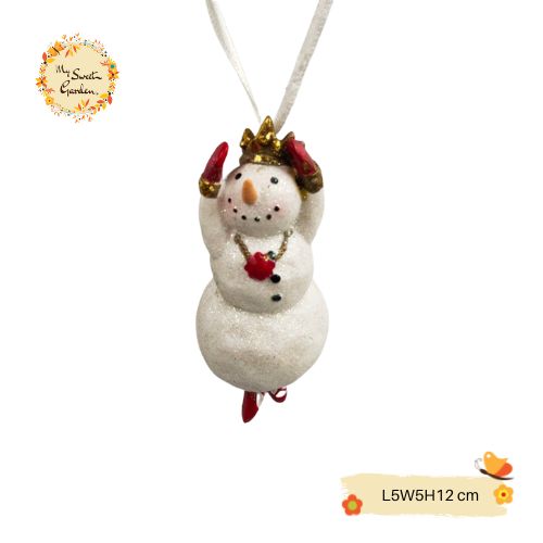 Christmas Ballerina Glittered Ceramic Snowman Christmas Tree Hanging Decorations