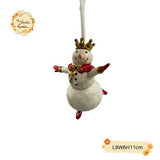 Christmas Ballerina Glittered Ceramic Snowman Christmas Tree Hanging Decorations