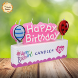 Happy Birthday with Crowns or Balloons Lettered Candle