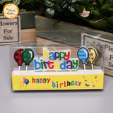 Happy Birthday with Crowns or Balloons Lettered Candle