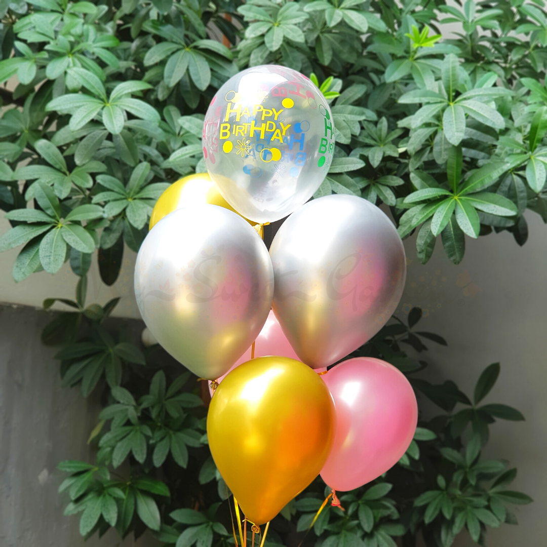12" Latex Spiral Balloon Bouquet (7 Balloons)