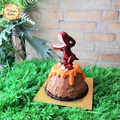 DIY Maroon Dinosaur Volcano Cake Design A