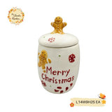 Christmas Gingerbread Man Porcelain Container with Lid