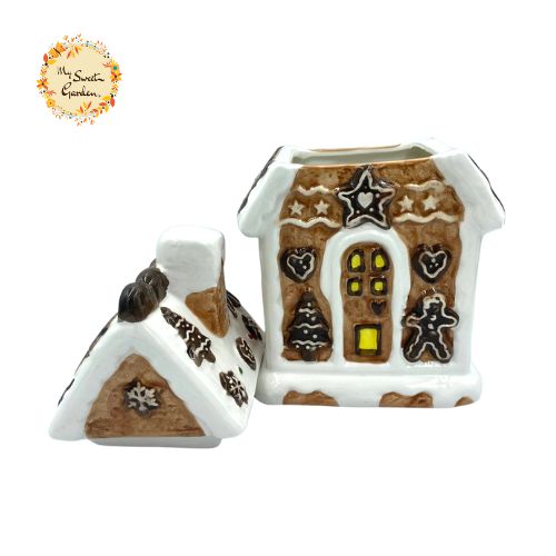 Christmas Gingerbread House Porcelain Container with Lid