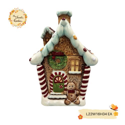 Christmas Gingerbread House Porcelain Container with Lid