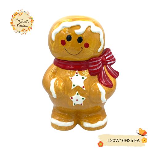Christmas Gingerbread Man (Full Body) Porcelain Container with Lid