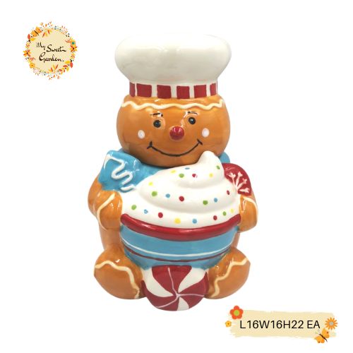 Christmas Gingerbread Man (Full Body) Porcelain Container with Lid