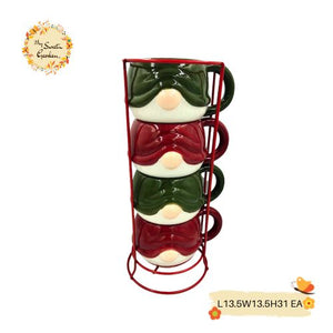 Christmas Gnome Quatro Set Porcelain Cups