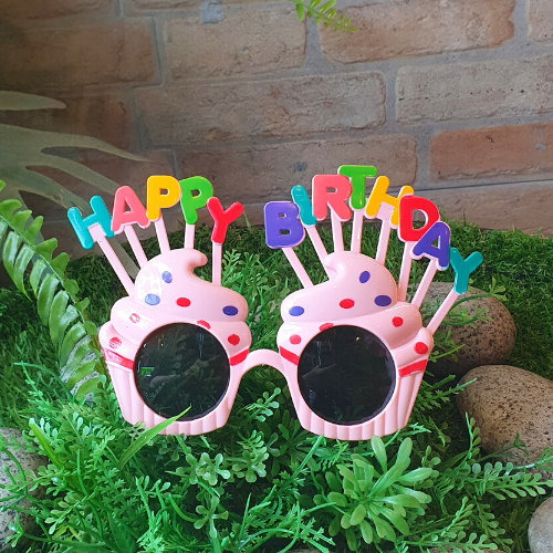 Happy Birthday Glasses Cupcake Theme