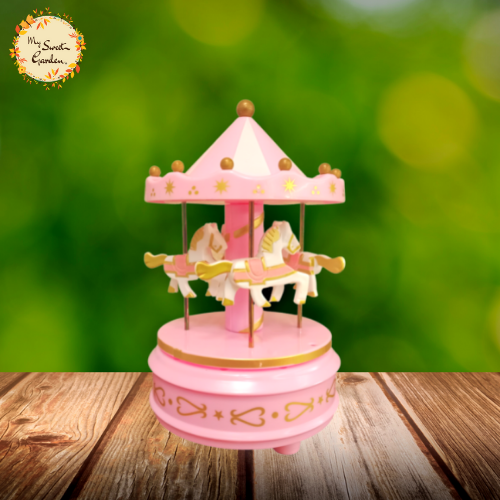 Pink Carousel Figurine Clay Topper