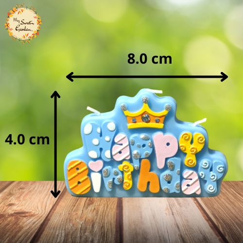 Happy Birthday with Crowns or Balloons Lettered Candle