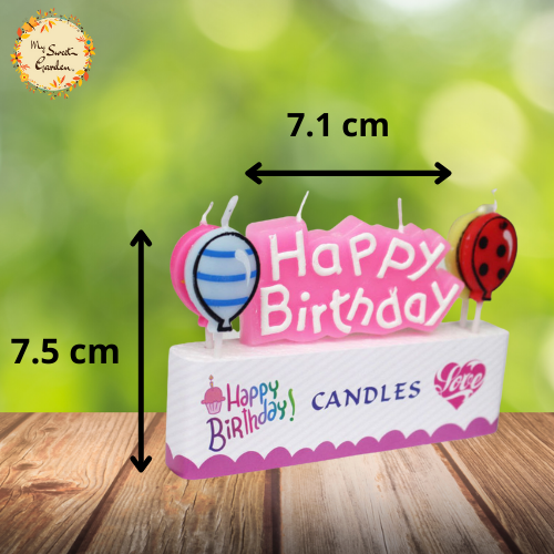 Happy Birthday with Crowns or Balloons Lettered Candle