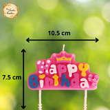 Happy Birthday with Crowns or Balloons Lettered Candle