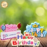 Happy Birthday with Crowns or Balloons Lettered Candle