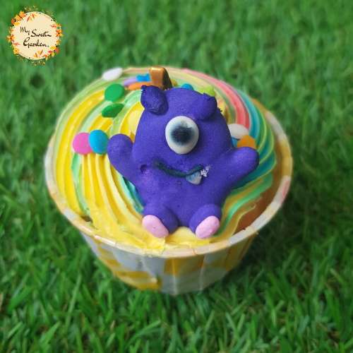 Purple One-Eye Monster Artistic Cupcake