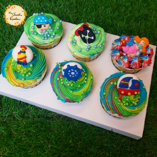 Assorted Nautical Themed Artistic Cupcake A