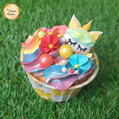 Unicorn Head with Sprinkled Swirls Artistic Cupcake B