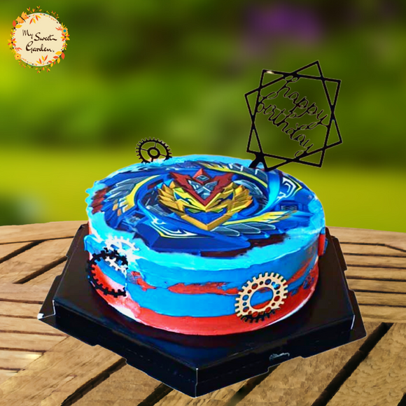 Round Buttercream Painted Digital Print Cake B