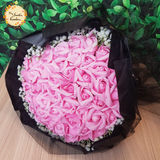 21/33/52/99pcs Red and Pink Soap Rose and Baby Breath Bouquet