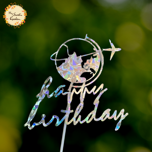 Holographic Happy Birthday with Globe Art Paper Insert