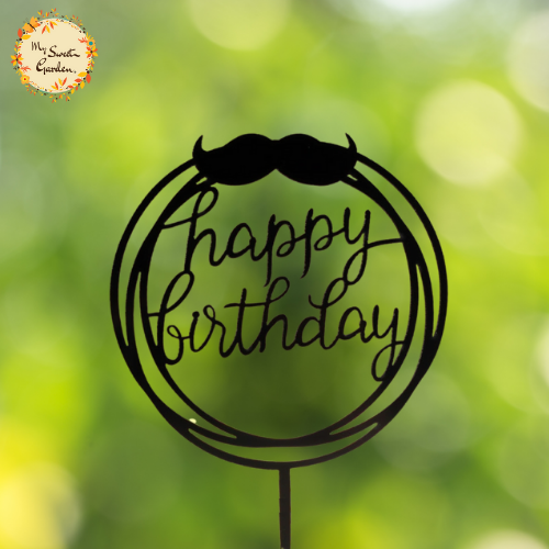 Circle Happy Birthday with Moustache Acrylic Insert