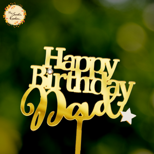 Cursive Happy Birthday Dad with Stars Acrylic Insert