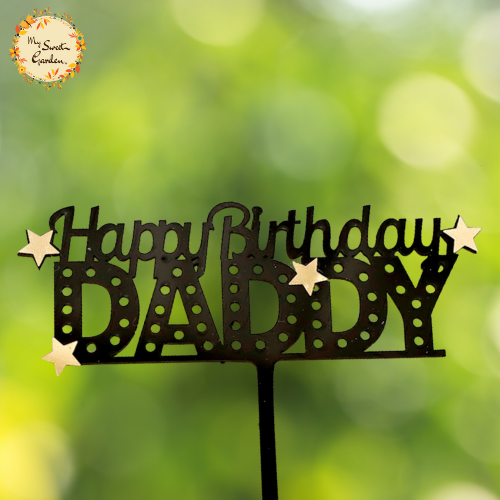 Trendy Happy Birthday Daddy with Stars Acrylic Insert