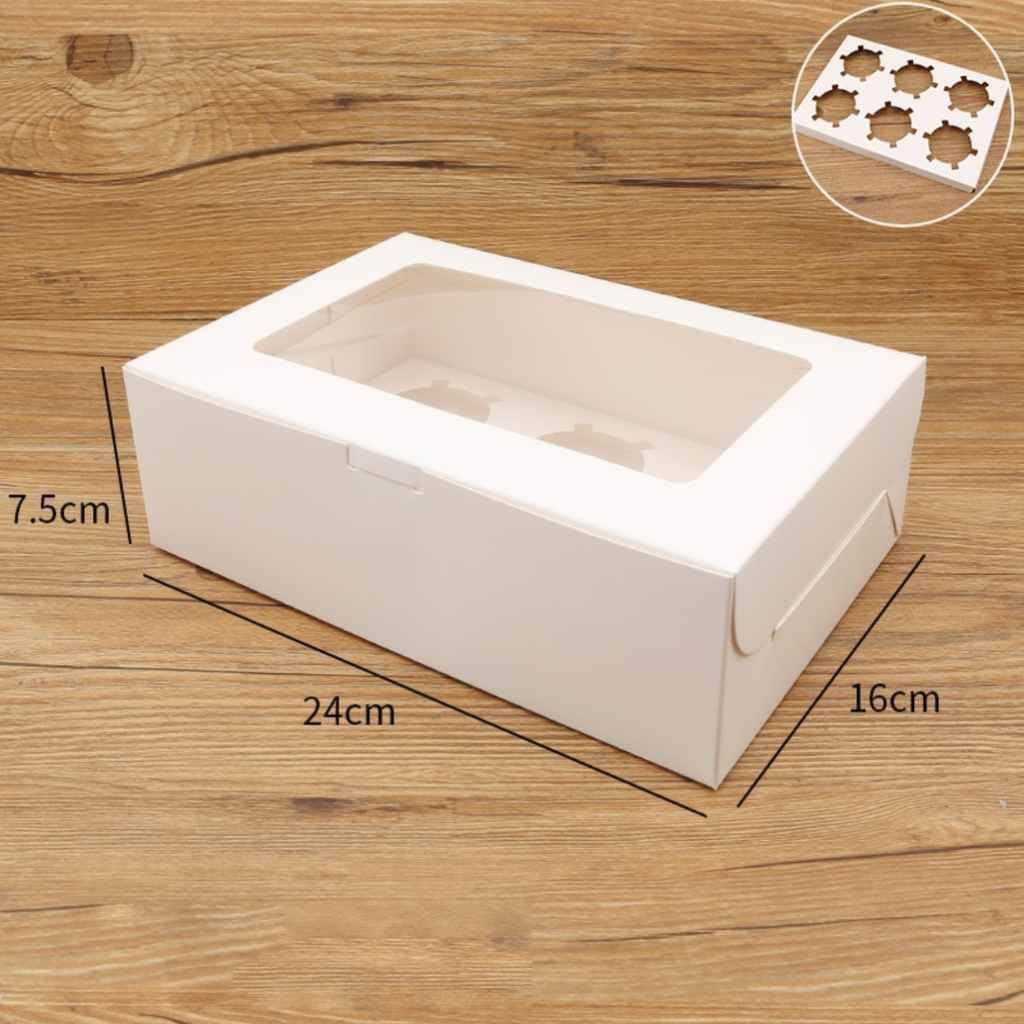 Solid White Cupcake Box (Transparent Window)
