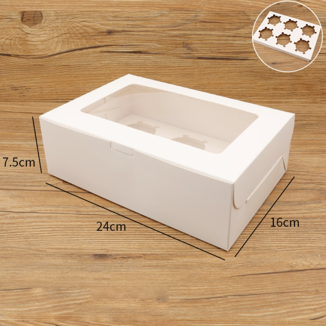 Solid White Cupcake Box (Transparent Window)