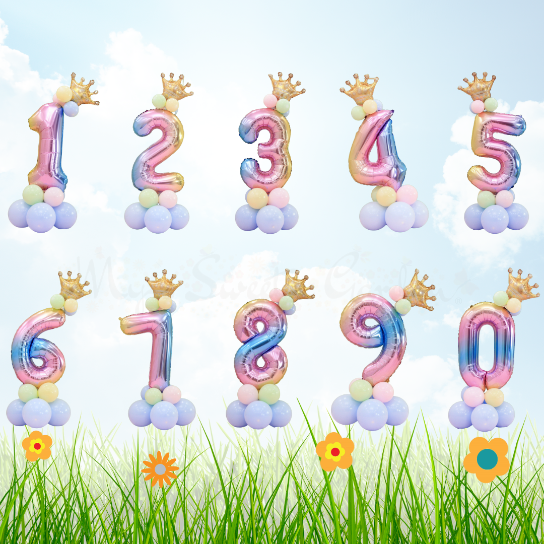 32" Number Foil Balloon Column