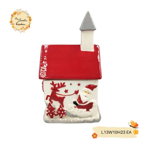 Christmas House Porcelain Containers with Lid