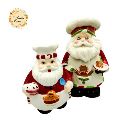 Christmas Santa Chef Set Porcelain Containers with Lid