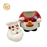 Christmas Santa Chef Set Porcelain Containers with Lid