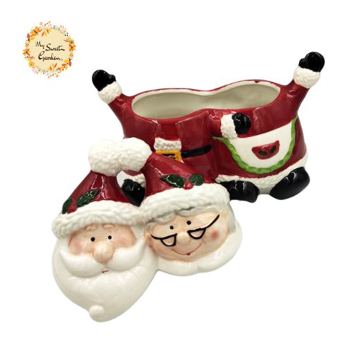Christmas Santa Couple Porcelain Containers with Lid