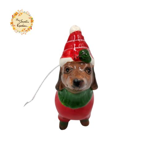 Christmas Santa Dog Porcelain Christmas Tree Hanging Decorations