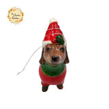 Christmas Santa Dog Porcelain Christmas Tree Hanging Decorations