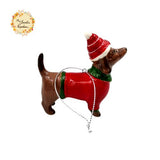 Christmas Santa Dog Porcelain Christmas Tree Hanging Decorations