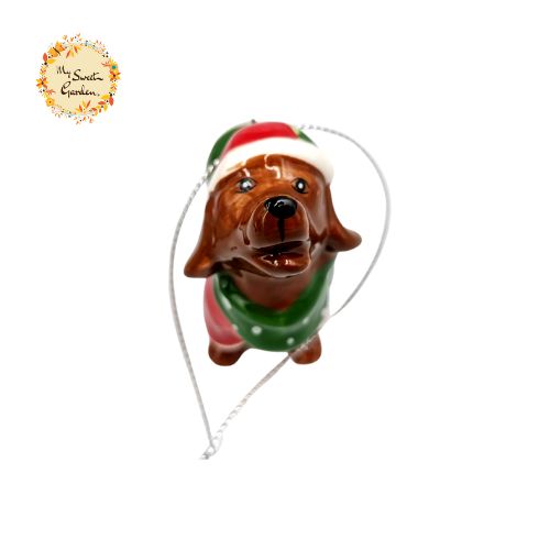 Christmas Santa Dog Porcelain Christmas Tree Hanging Decorations