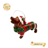 Christmas Santa Dog Porcelain Christmas Tree Hanging Decorations